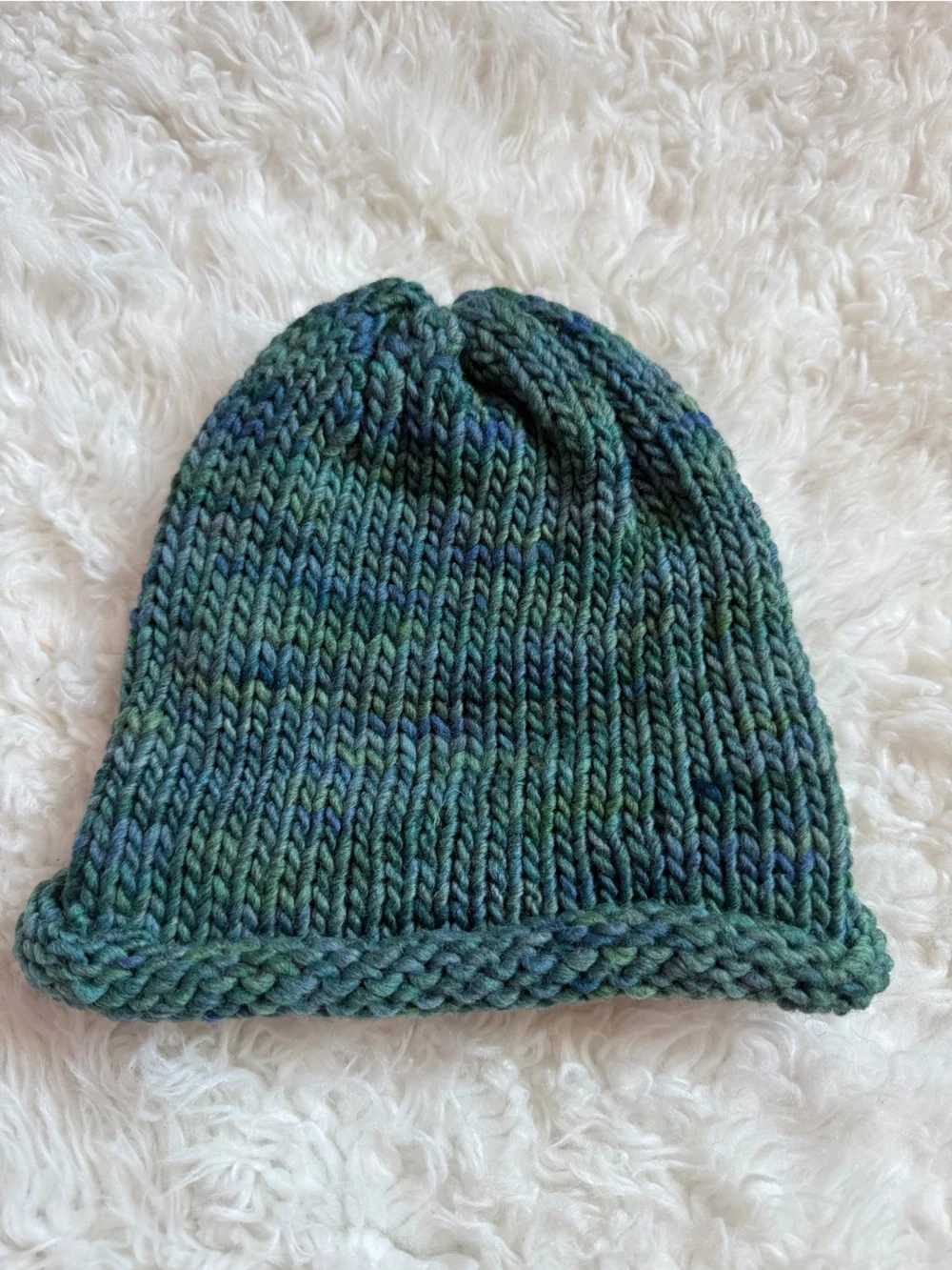 Handknit Beanie Handdyed Merino Wool - Crystal Lake